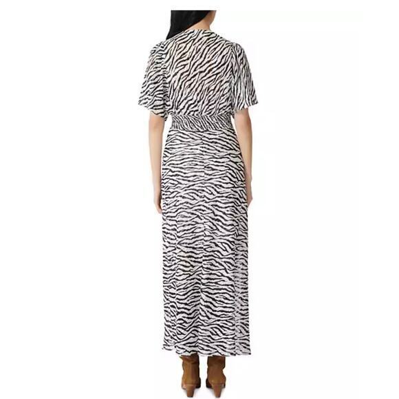 Maje Rachelle Shirred Zebra Print Jacquard Maxi Dress Size 34 XS - Picture 2 of 16